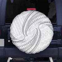 White Sunday Lotu Tamaiti Spare Tire Cover Polynesian Wave Pastel Gray - Polynesian Pride