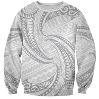White Sunday Lotu Tamaiti Sweatshirt Polynesian Wave Pastel Gray - Polynesian Pride