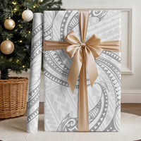 White Sunday Lotu Tamaiti Wrapping Paper Polynesian Wave Pastel Gray - Polynesian Pride
