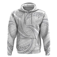 White Sunday Lotu Tamaiti Zip Hoodie Polynesian Wave Pastel Gray - Polynesian Pride