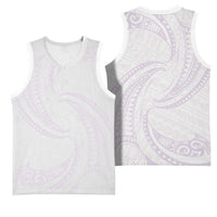 White Sunday Lotu Tamaiti Basketball Jersey Polynesian Wave Pastel Mauve - Polynesian Pride