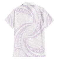 White Sunday Lotu Tamaiti Family Matching Off The Shoulder Long Sleeve Dress and Hawaiian Shirt Polynesian Wave Pastel Mauve - Polynesian Pride