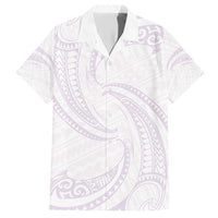 White Sunday Lotu Tamaiti Family Matching Short Sleeve Bodycon Dress and Hawaiian Shirt Polynesian Wave Pastel Mauve - Polynesian Pride