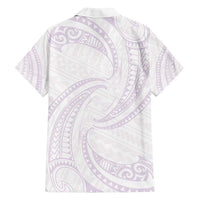 White Sunday Lotu Tamaiti Family Matching Summer Maxi Dress and Hawaiian Shirt Polynesian Wave Pastel Mauve - Polynesian Pride