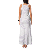 White Sunday Lotu Tamaiti Family Matching Tank Maxi Dress and Hawaiian Shirt Polynesian Wave Pastel Mauve - Polynesian Pride