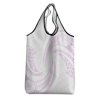 White Sunday Lotu Tamaiti Grocery Bag Polynesian Wave Pastel Mauve - Polynesian Pride