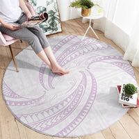 White Sunday Lotu Tamaiti Round Carpet Polynesian Wave Pastel Mauve - Polynesian Pride