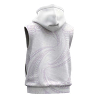 White Sunday Lotu Tamaiti Sleeveless Zip Hoodie Polynesian Wave Pastel Mauve LT9 - Polynesian Pride