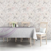White Sunday Lotu Tamaiti Tablecloth Polynesian Wave Pastel Mauve - Polynesian Pride