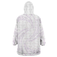 White Sunday Lotu Tamaiti Wearable Blanket Hoodie Polynesian Wave Pastel Mauve - Polynesian Pride