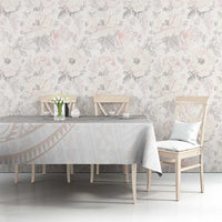 White Sunday Lotu Tamaiti Tablecloth Polynesian Wave Pastel Nude - Polynesian Pride