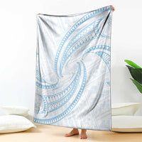 White Sunday Lotu Tamaiti Blanket Polynesian Wave Pastel Sky Blue - Polynesian Pride