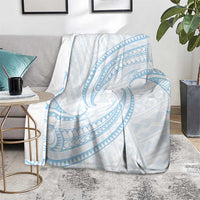 White Sunday Lotu Tamaiti Blanket Polynesian Wave Pastel Sky Blue - Polynesian Pride