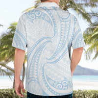 White Sunday Lotu Tamaiti Hawaiian Shirt Polynesian Wave Pastel Sky Blue - Polynesian Pride