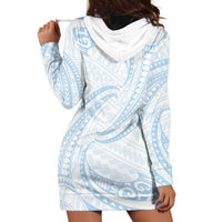 White Sunday Lotu Tamaiti Hoodie Dress Polynesian Wave Pastel Sky Blue - Polynesian Pride
