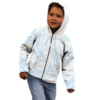 White Sunday Lotu Tamaiti Kid Hoodie Polynesian Wave Pastel Sky Blue - Polynesian Pride