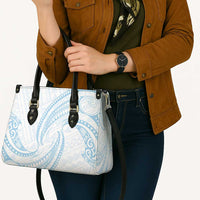 White Sunday Lotu Tamaiti Leather Bag Polynesian Wave Pastel Sky Blue - Polynesian Pride