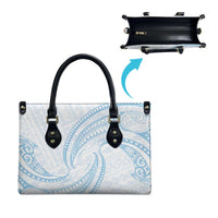 White Sunday Lotu Tamaiti Leather Bag Polynesian Wave Pastel Sky Blue - Polynesian Pride