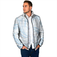 White Sunday Lotu Tamaiti Padded Jacket Polynesian Wave Pastel Sky Blue - Polynesian Pride