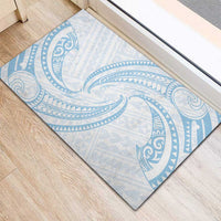 White Sunday Lotu Tamaiti Rubber Doormat Polynesian Wave Pastel Sky Blue - Polynesian Pride