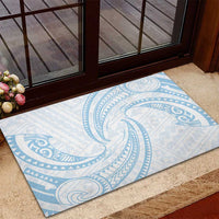 White Sunday Lotu Tamaiti Rubber Doormat Polynesian Wave Pastel Sky Blue - Polynesian Pride