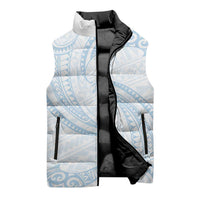 White Sunday Lotu Tamaiti Sleeveless Puffer Jacket Polynesian Wave Pastel Sky Blue - Polynesian Pride