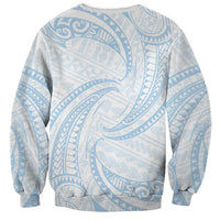 White Sunday Lotu Tamaiti Sweatshirt Polynesian Wave Pastel Sky Blue - Polynesian Pride