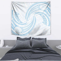 White Sunday Lotu Tamaiti Tapestry Polynesian Wave Pastel Sky Blue - Polynesian Pride