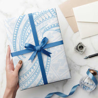 White Sunday Lotu Tamaiti Wrapping Paper Polynesian Wave Pastel Sky Blue - Polynesian Pride