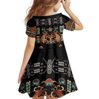 Black Batik Papua-inspired Pattern Family Matching Off Shoulder Short Dress and Hawaiian Shirt - Polynesian Pride