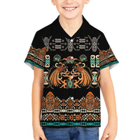 Black Batik Papua-inspired Pattern Family Matching Short Sleeve Bodycon Dress and Hawaiian Shirt LT9 Son's Shirt Black - Polynesian Pride