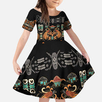 Black Batik Papua-inspired Pattern Kid Short Sleeve Dress - Polynesian Pride