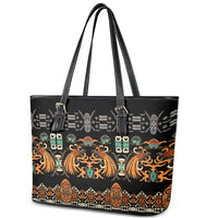 Black Batik Papua-inspired Pattern Leather Tote Bag - Polynesian Pride