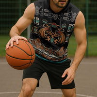 Black Batik Papua-inspired Pattern Sleeveless Hoodie - Polynesian Pride