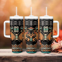 Black Batik Papua-inspired Pattern Tumbler With Handle LT9 - Polynesian Pride