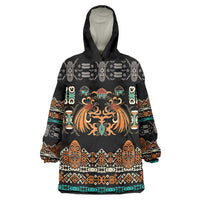 Black Batik Papua-inspired Pattern Wearable Blanket Hoodie - Polynesian Pride