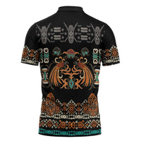 Black Batik Papua-inspired Pattern Zipper Polo Shirt LT9 - Polynesian Pride