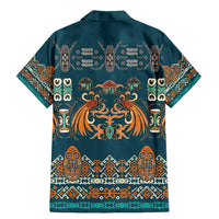 Dark Cyan Blue Batik Papua-inspired Pattern Family Matching Mermaid Dress and Hawaiian Shirt - Polynesian Pride