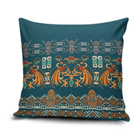 Dark Cyan Blue Batik Papua-inspired Pattern Pillow Cover - Polynesian Pride