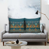 Dark Cyan Blue Batik Papua-inspired Pattern Pillow Cover - Polynesian Pride