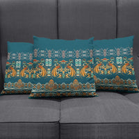 Dark Cyan Blue Batik Papua-inspired Pattern Pillow Cover - Polynesian Pride