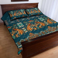 Dark Cyan Blue Batik Papua-inspired Pattern Quilt Bed Set - Polynesian Pride