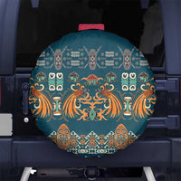 Dark Cyan Blue Batik Papua-inspired Pattern Spare Tire Cover - Polynesian Pride
