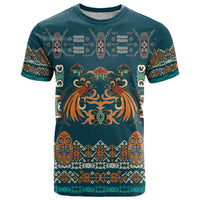 Dark Cyan Blue Batik Papua-inspired Pattern T Shirt - Polynesian Pride
