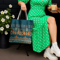 Dark Cyan Blue Batik Papua-inspired Pattern Tote Bag LT9 - Polynesian Pride