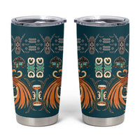 Dark Cyan Blue Batik Papua-inspired Pattern Tumbler Cup - Polynesian Pride