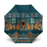 Dark Cyan Blue Batik Papua-inspired Pattern Umbrella - Polynesian Pride