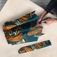 Dark Cyan Blue Batik Papua-inspired Pattern Umbrella - Polynesian Pride