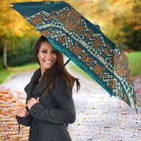 Dark Cyan Blue Batik Papua-inspired Pattern Umbrella - Polynesian Pride