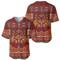 Oxblood Batik Papua-inspired Pattern Baseball Jersey - Polynesian Pride